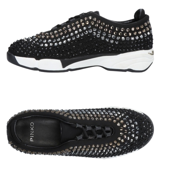 PINKO Giglio Black Sneakers with Gem s 37( 7) - Picture 2 of 8